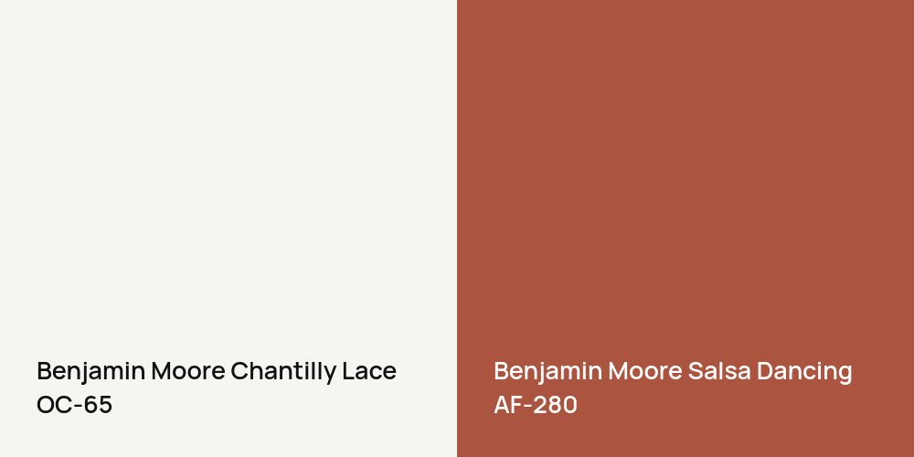 Benjamin Moore Chantilly Lace vs. Benjamin Moore Salsa Dancing