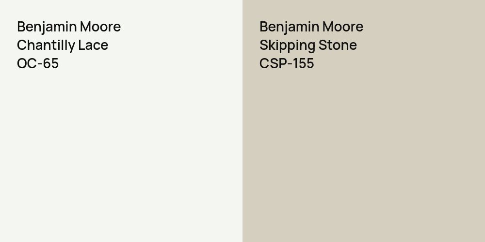 Benjamin Moore Chantilly Lace vs. Benjamin Moore Skipping Stone