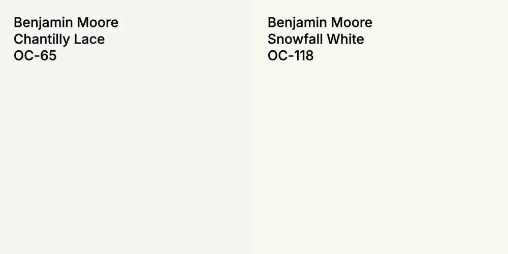 Benjamin Moore Chantilly Lace vs. Benjamin Moore Snowfall White