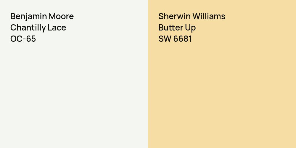 Benjamin Moore Chantilly Lace vs. Sherwin Williams Butter Up