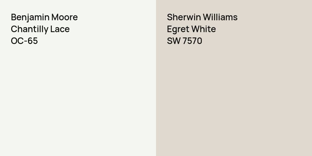 Benjamin Moore Chantilly Lace vs. Sherwin Williams Egret White