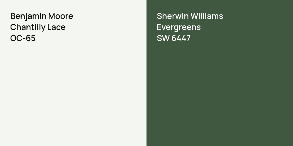 Benjamin Moore Chantilly Lace vs. Sherwin Williams Evergreens