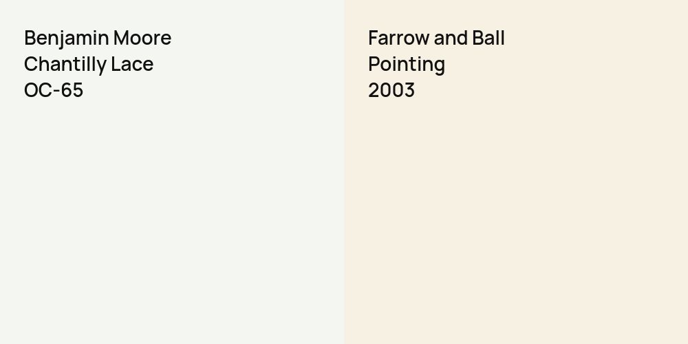 Benjamin Moore Chantilly Lace vs. Farrow and Ball Pointing