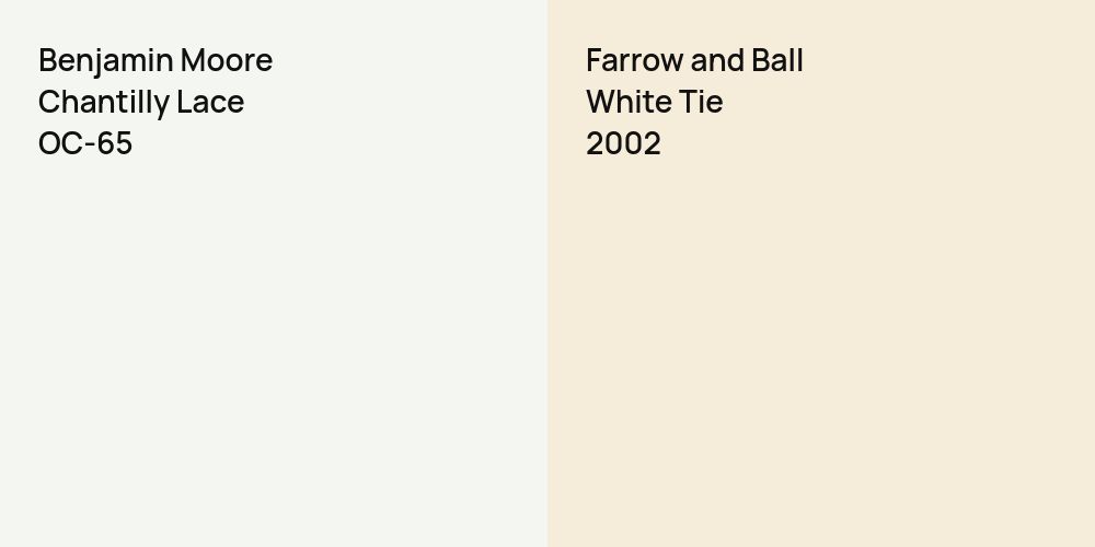 Benjamin Moore Chantilly Lace vs. Farrow and Ball White Tie