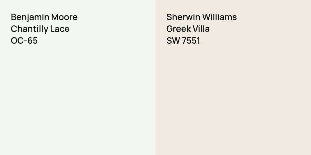 Benjamin Moore Chantilly Lace vs. Sherwin Williams Greek Villa