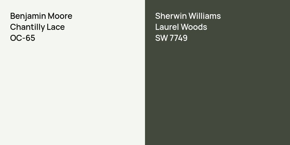 Benjamin Moore Chantilly Lace vs. Sherwin Williams Laurel Woods