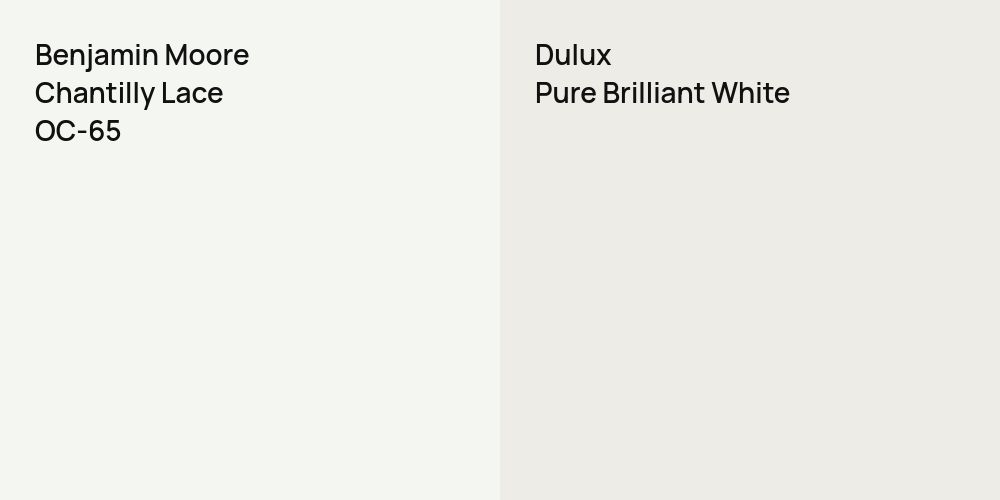 Benjamin Moore Chantilly Lace vs. Dulux Pure Brilliant White