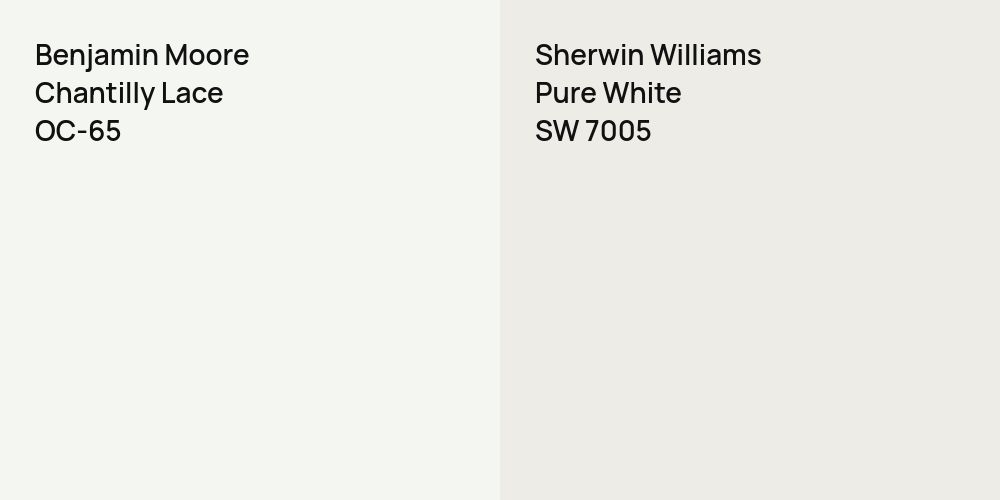 Benjamin Moore Chantilly Lace vs. Sherwin Williams Pure White