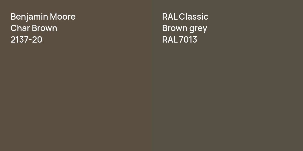 Benjamin Moore Char Brown vs. RAL Classic  Brown grey