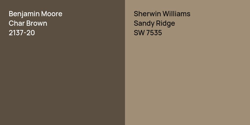 Benjamin Moore Char Brown vs. Sherwin Williams Sandy Ridge