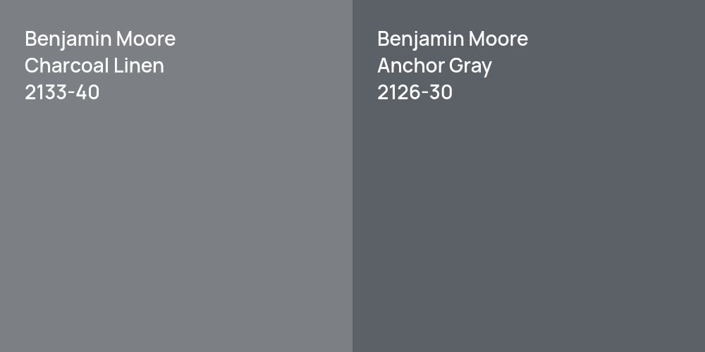 Benjamin Moore Charcoal Linen vs. Benjamin Moore Anchor Gray