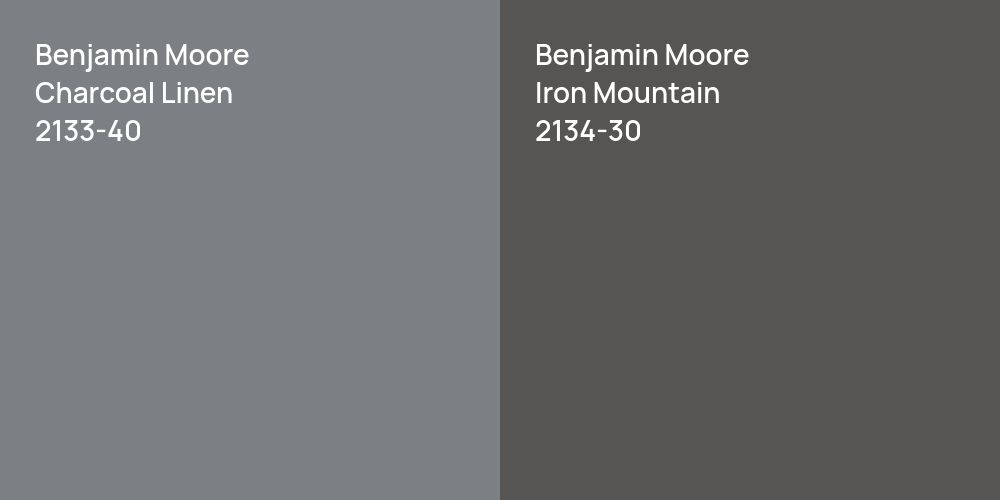 Benjamin Moore Charcoal Linen vs. Benjamin Moore Iron Mountain