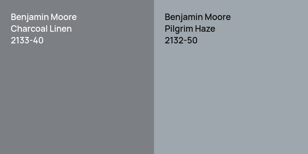 Benjamin Moore Charcoal Linen vs. Benjamin Moore Pilgrim Haze