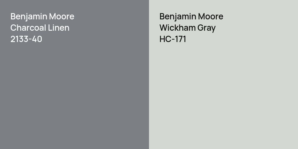 Benjamin Moore Charcoal Linen vs. Benjamin Moore Wickham Gray