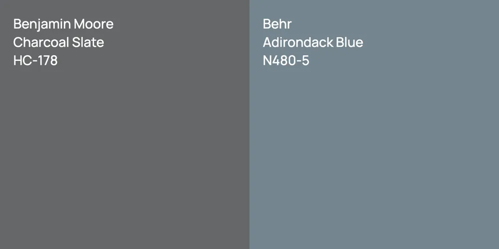 Benjamin Moore Charcoal Slate vs. Behr Adirondack Blue