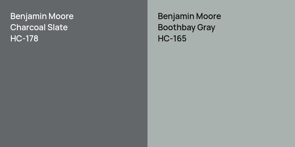 Benjamin Moore Charcoal Slate vs. Benjamin Moore Boothbay Gray