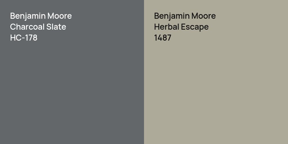 Benjamin Moore Charcoal Slate vs. Benjamin Moore Herbal Escape