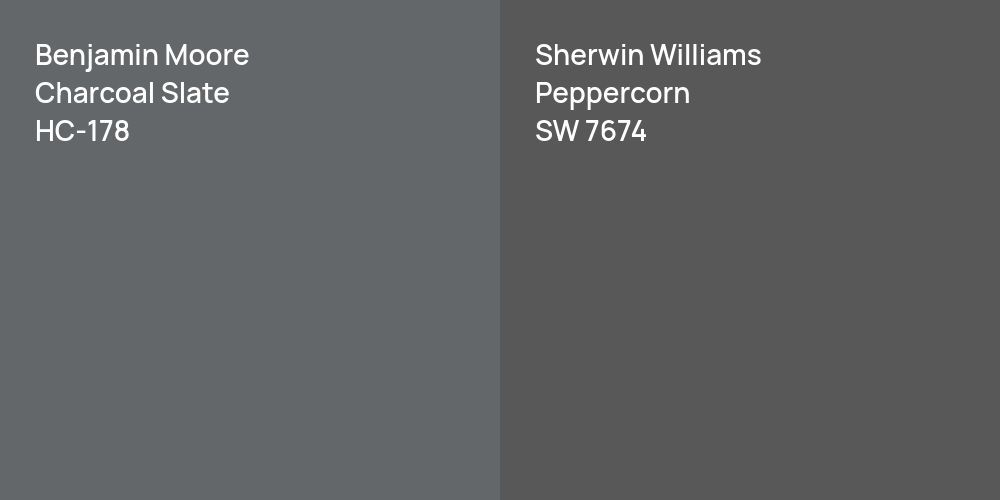 Benjamin Moore Charcoal Slate vs. Sherwin Williams Peppercorn