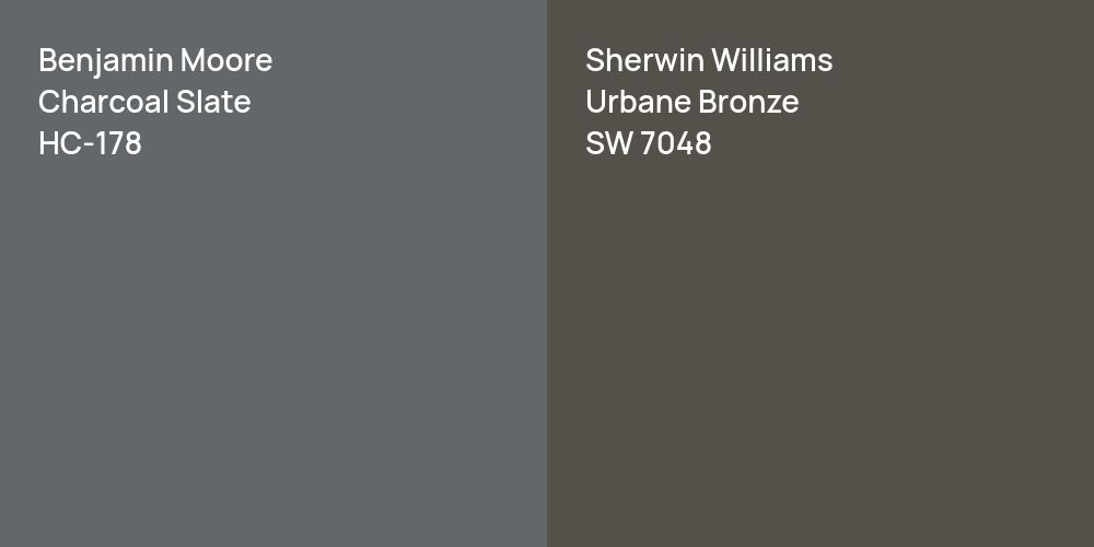 Benjamin Moore Charcoal Slate vs. Sherwin Williams Urbane Bronze