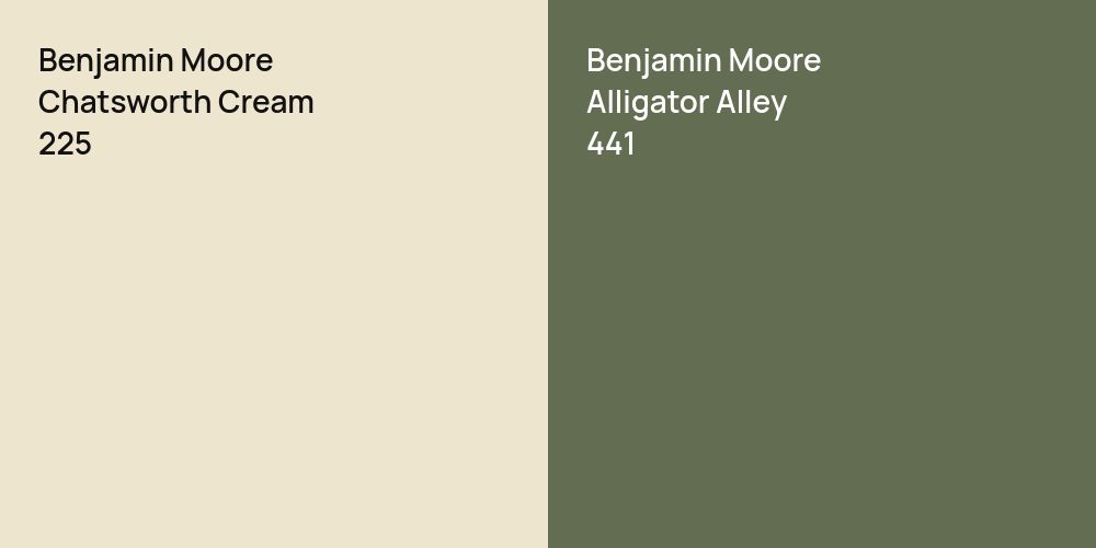 Benjamin Moore Chatsworth Cream vs. Benjamin Moore Alligator Alley