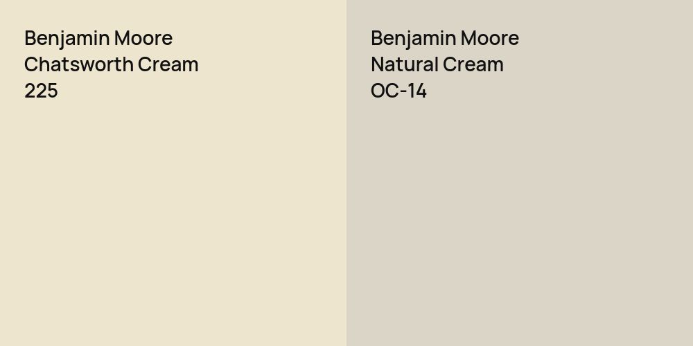 Benjamin Moore Chatsworth Cream vs. Benjamin Moore Natural Cream