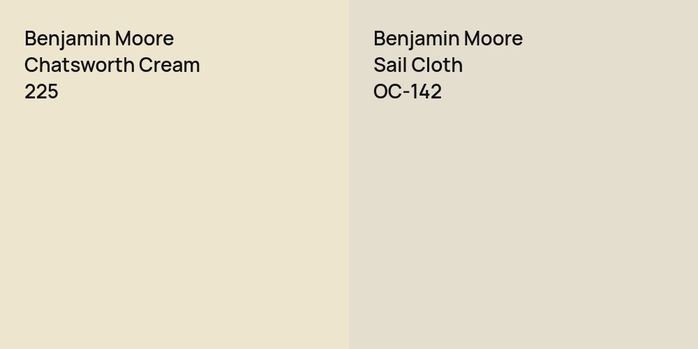 Benjamin Moore Chatsworth Cream vs. Benjamin Moore Sail Cloth