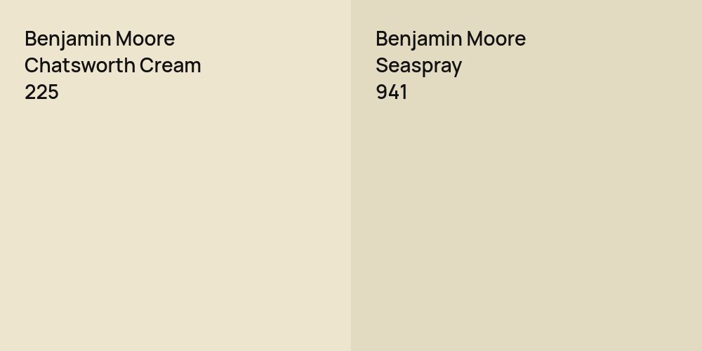 Benjamin Moore Chatsworth Cream vs. Benjamin Moore Seaspray