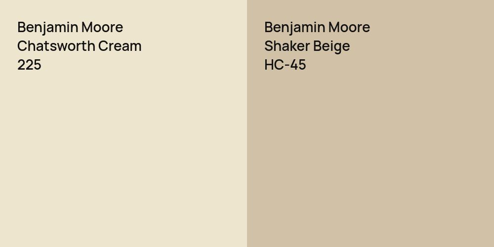 Benjamin Moore Chatsworth Cream vs. Benjamin Moore Shaker Beige