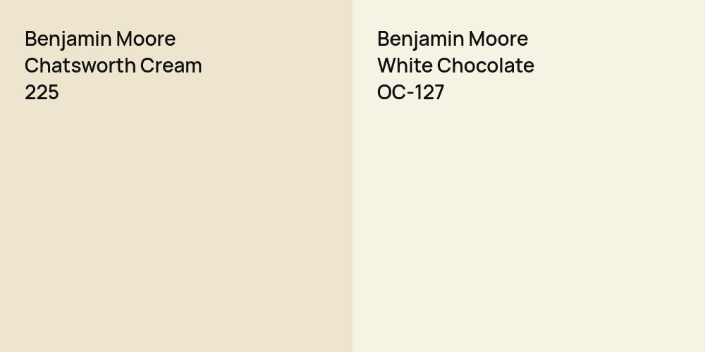 Benjamin Moore Chatsworth Cream vs. Benjamin Moore White Chocolate