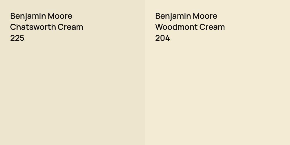 Benjamin Moore Chatsworth Cream vs. Benjamin Moore Woodmont Cream