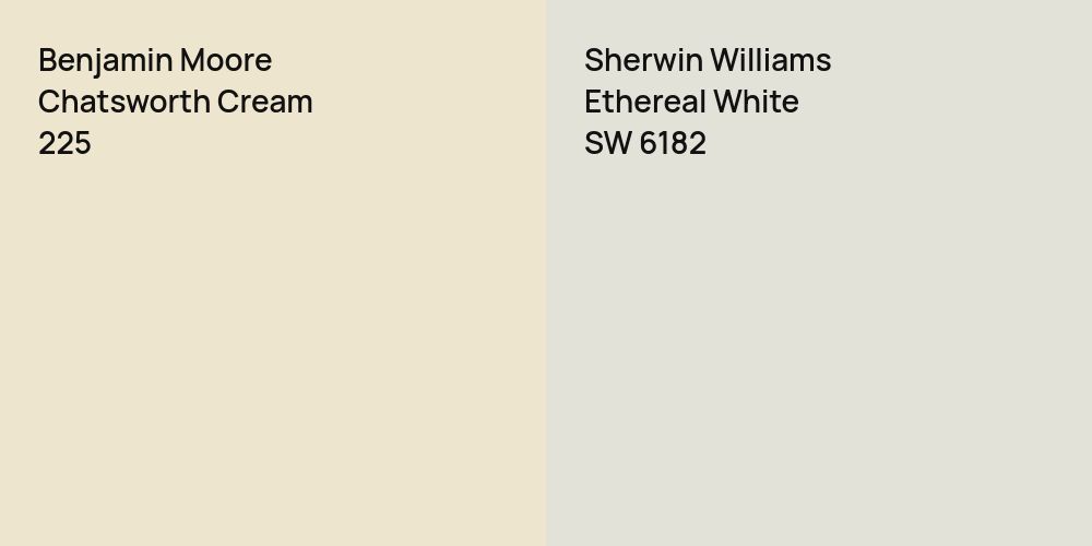 Benjamin Moore Chatsworth Cream vs. Sherwin Williams Ethereal White