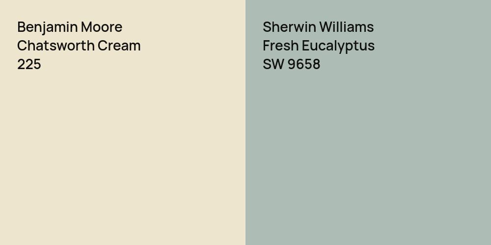 Benjamin Moore Chatsworth Cream vs. Sherwin Williams Fresh Eucalyptus