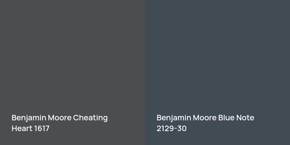 Benjamin Moore Cheating Heart vs. Benjamin Moore Blue Note