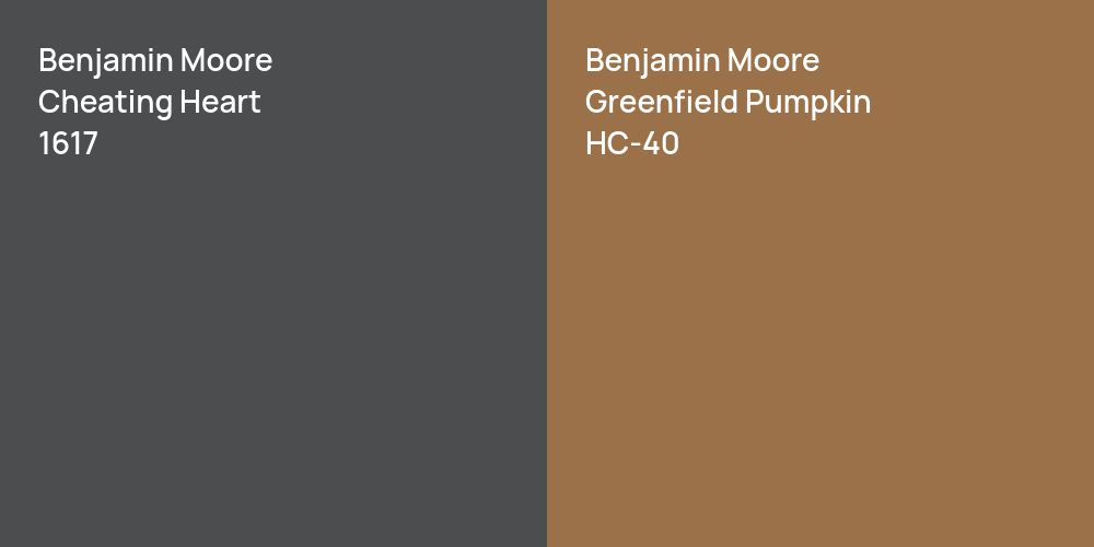 Benjamin Moore Cheating Heart vs. Benjamin Moore Greenfield Pumpkin