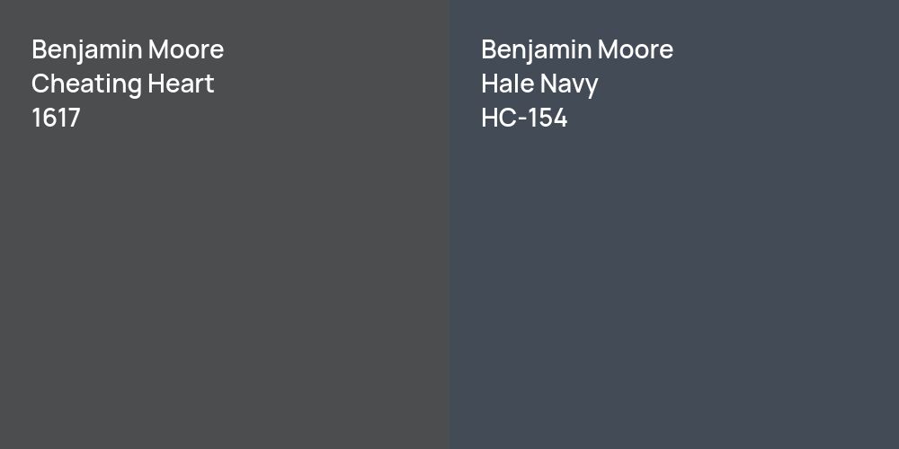 Benjamin Moore Cheating Heart vs. Benjamin Moore Hale Navy