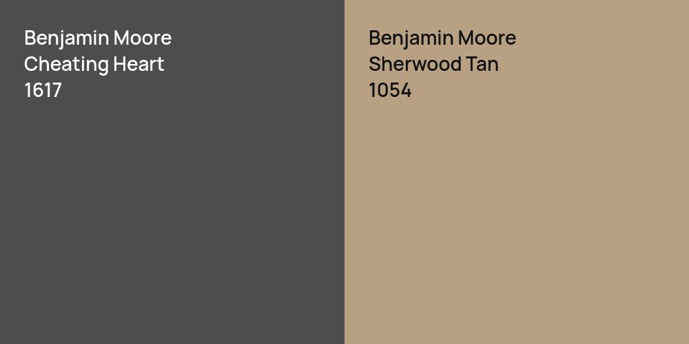 Benjamin Moore Cheating Heart vs. Benjamin Moore Sherwood Tan