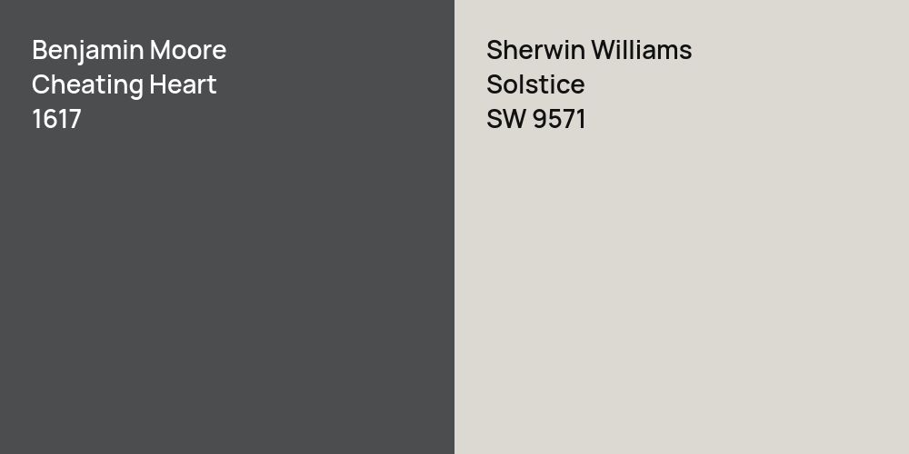 Benjamin Moore Cheating Heart vs. Sherwin Williams Solstice