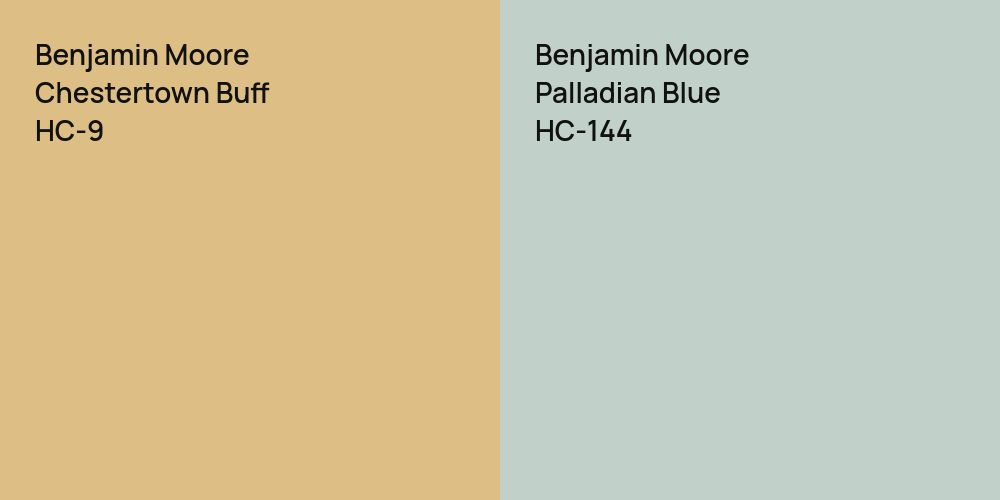 Benjamin Moore Chestertown Buff vs. Benjamin Moore Palladian Blue