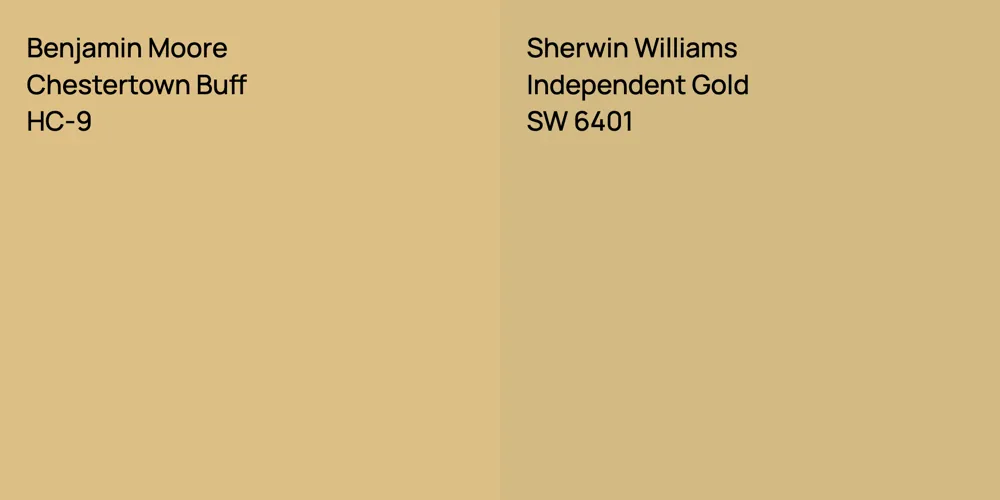 Benjamin Moore Chestertown Buff vs. Sherwin Williams Independent Gold