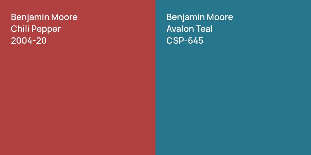 Benjamin Moore Chili Pepper vs. Benjamin Moore Avalon Teal