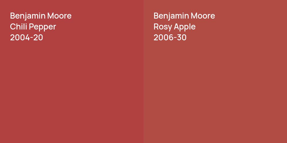 Benjamin Moore Chili Pepper vs. Benjamin Moore Rosy Apple