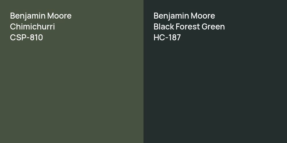 Benjamin Moore Chimichurri vs. Benjamin Moore Black Forest Green