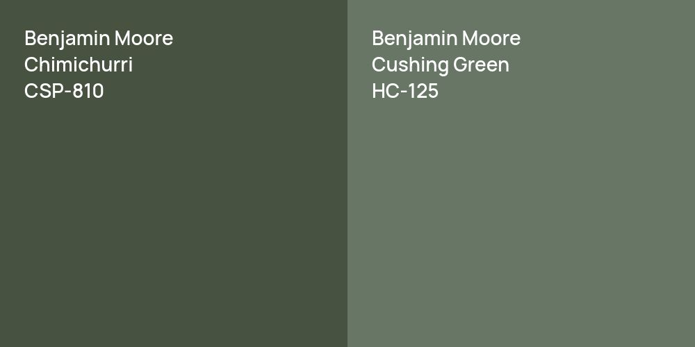 Benjamin Moore Chimichurri vs. Benjamin Moore Cushing Green