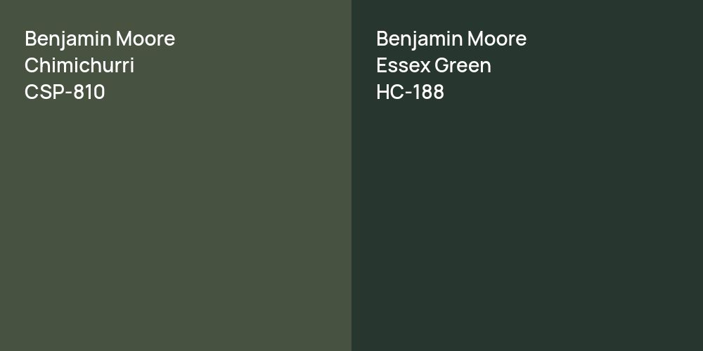 Benjamin Moore Chimichurri vs. Benjamin Moore Essex Green