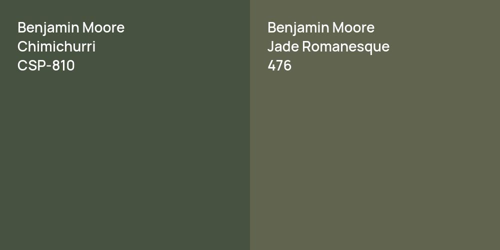 Benjamin Moore Chimichurri vs. Benjamin Moore Jade Romanesque