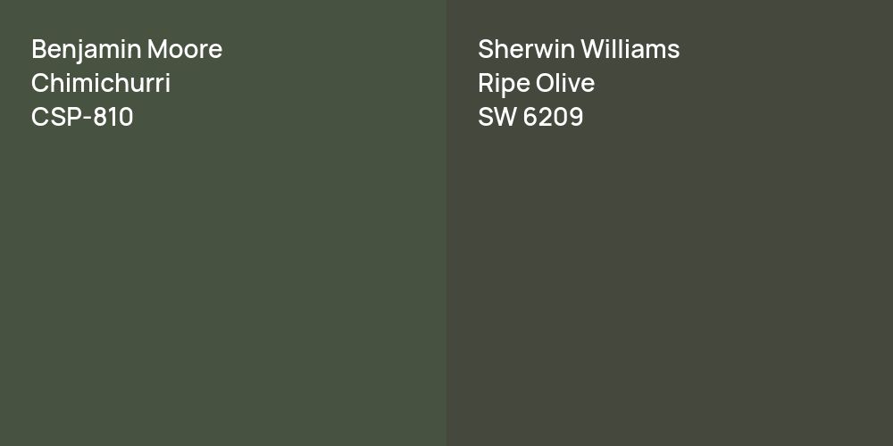 Benjamin Moore Chimichurri vs. Sherwin Williams Ripe Olive