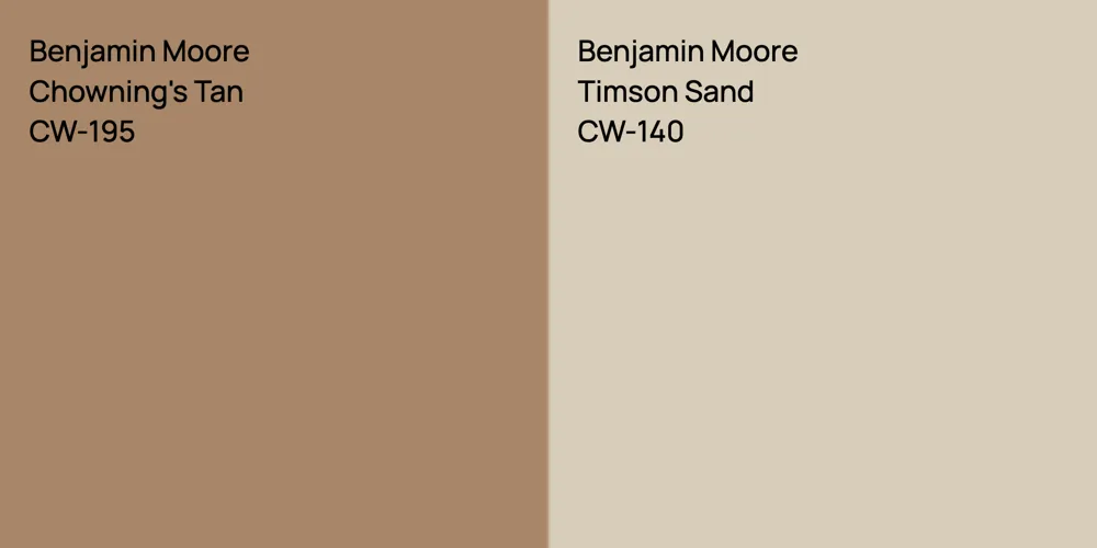 Benjamin Moore Chowning's Tan vs. Benjamin Moore Timson Sand