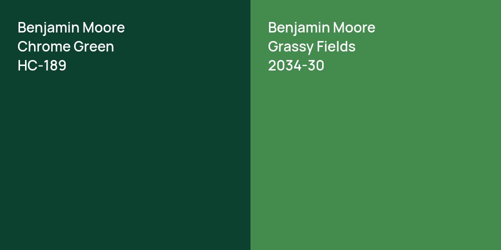 Benjamin Moore Chrome Green vs. Benjamin Moore Grassy Fields