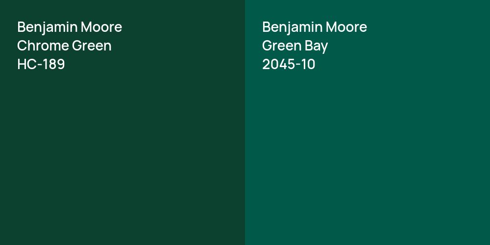 Benjamin Moore Chrome Green vs. Benjamin Moore Green Bay