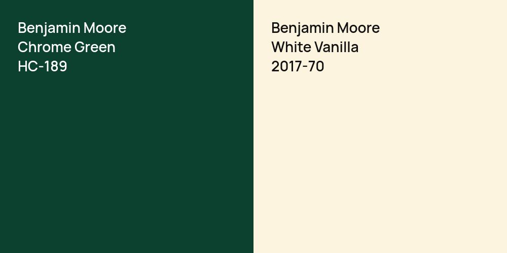 Benjamin Moore Chrome Green vs. Benjamin Moore White Vanilla